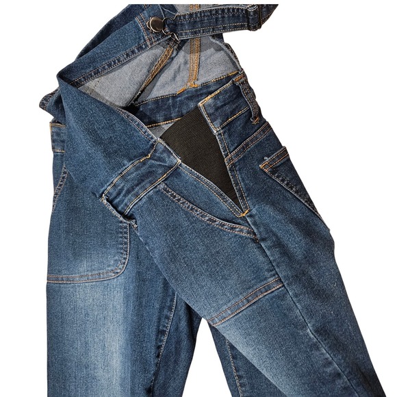 Planet Motherhood Maternity Overalls Women's Medium Dark Wash Denim Jeans - Picture 3 of 6